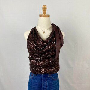 Y2K Sequined Cowl Neck Tank